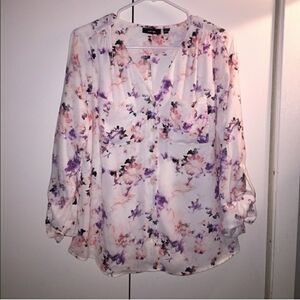 Floral Women's Top - White and Purple